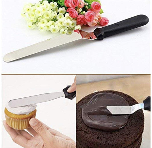 Stainless Steel Bakeware 6 Inch Palette Knife or Offset Spatula for Spreading and Smoothing Icing Frosting of Cake, Cupcake, Pie, Pastry, Muffin/Pie Lifter(Small, Black)