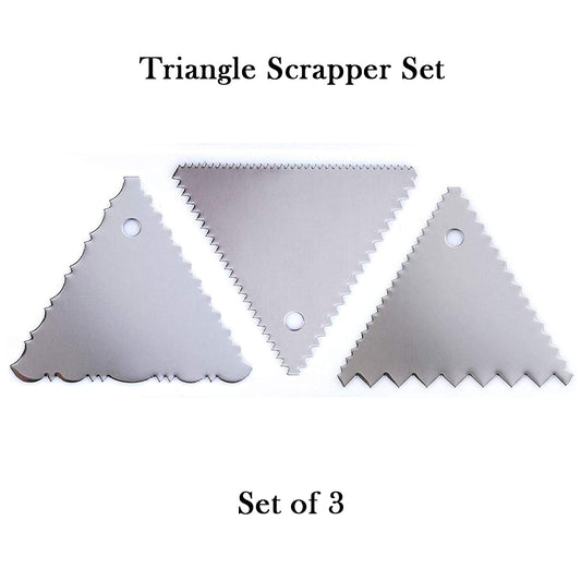 3Pc Triangle Cake Scraper Smoother Set, Stainless Steel Side Comb and Icing Smoother Set of 3