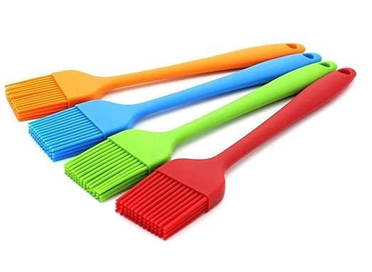 Large BPA Free Silicone Heat Resistant Oil Basting Pastry Cooking Baking Brush for Cakes Marinating Meat Steaks and Pastries, 21 cm, Multicolor