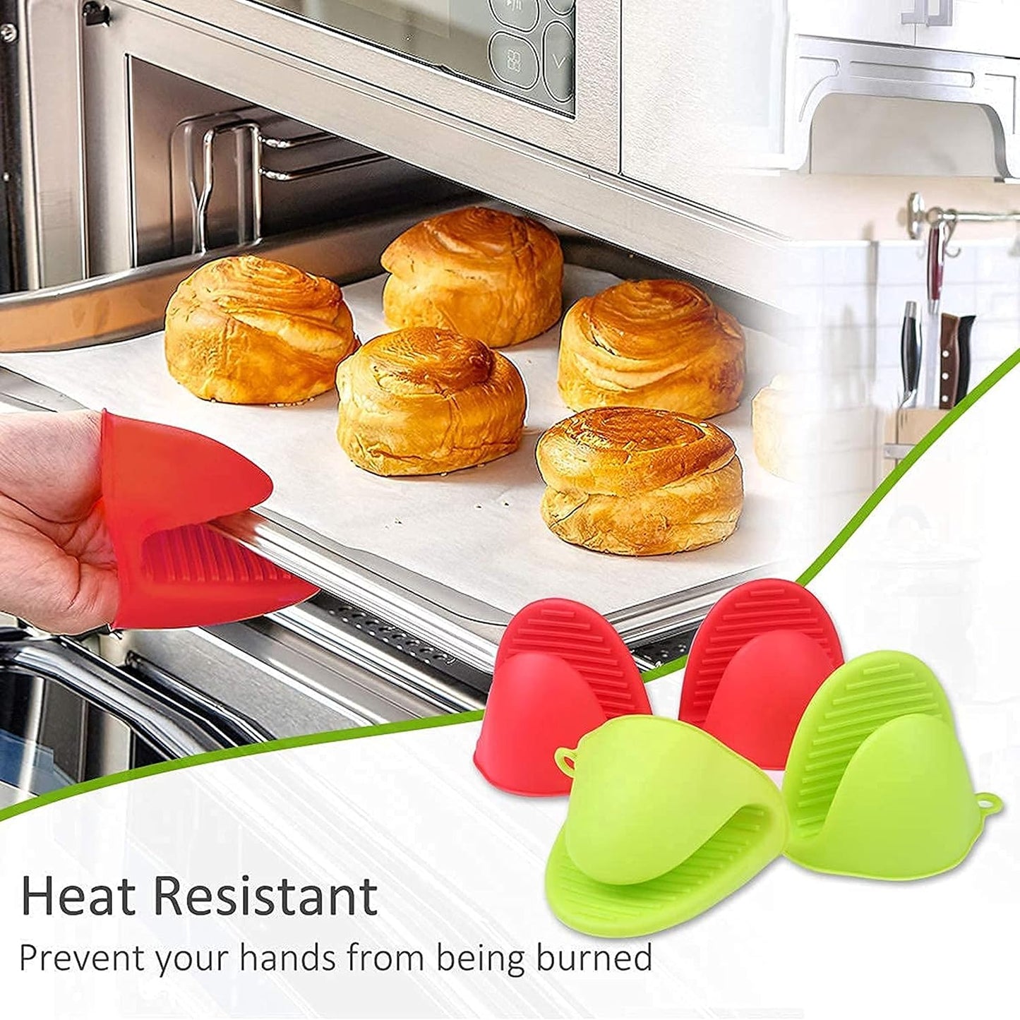 Oven Mittens 1 Pair Silicone Baking Gloves Finger Mitts Grips Silicon Holder for Kitchen  Kitchen Hot Pot Holder Heat Resistant Pot Holders (2pc)