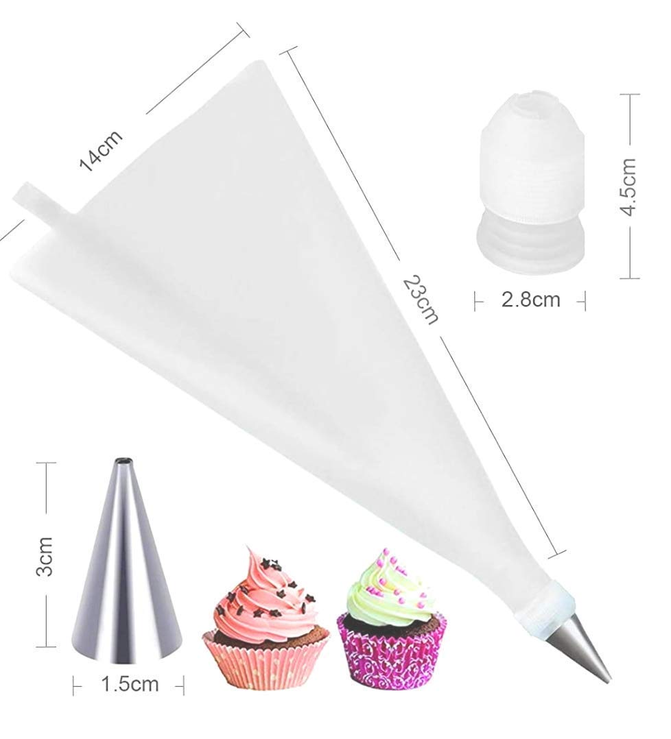 15 Piece Cake Decorating Set Piping Bag Tips with Steel nozzles Reusable 12pc Set