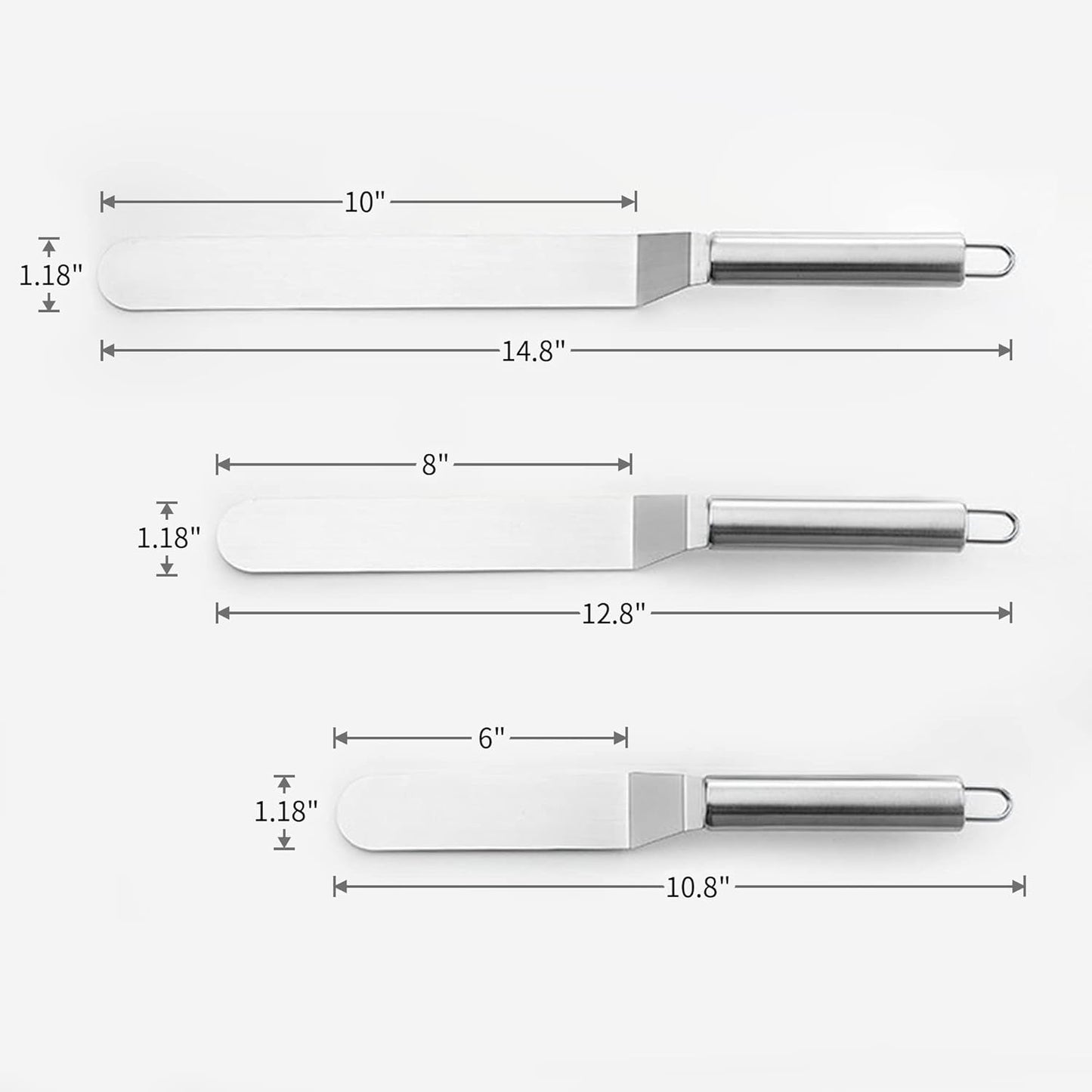 All Icing Knife 8 Inch Stainless Steel,Icing Spatula,Offset, Silver, Curved Large