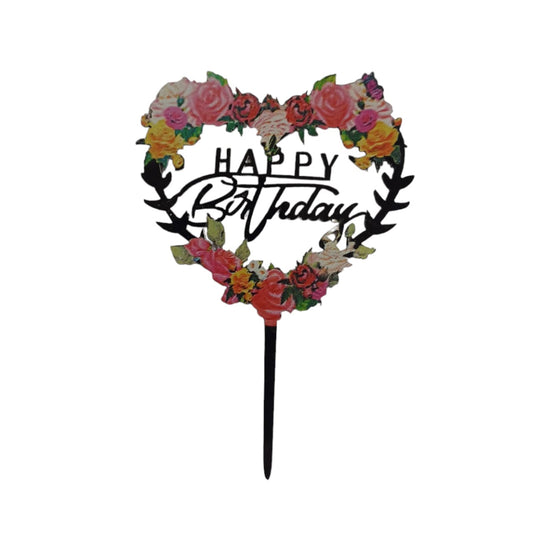 Happy Birthday Baking Cake Topper Love Shape 1pc