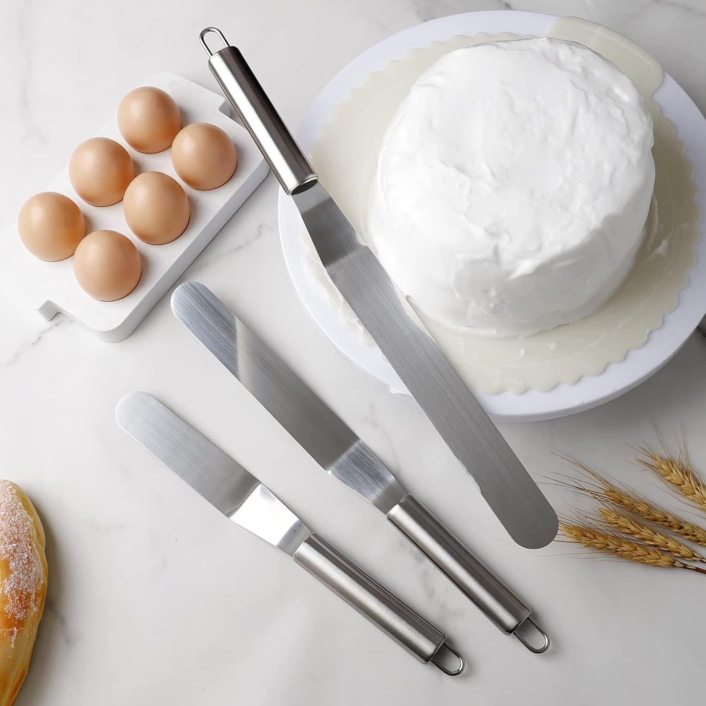 All Icing Knife 6 Inch Stainless Steel,Icing Spatula,Offset Spatula Silver, Curved Small