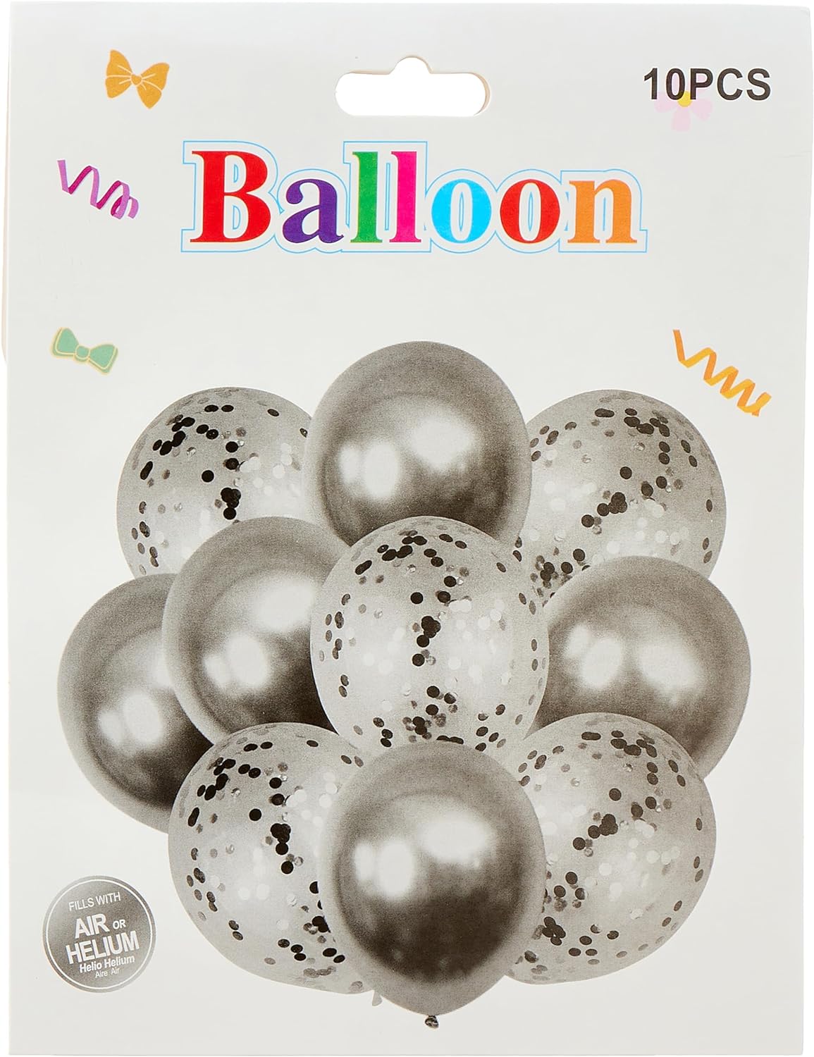 Metallic and Confetti Balloons for Party Decorations Toy Balloons B - Pack of 10 (Silver And White) /(Red white & Doted ballons)