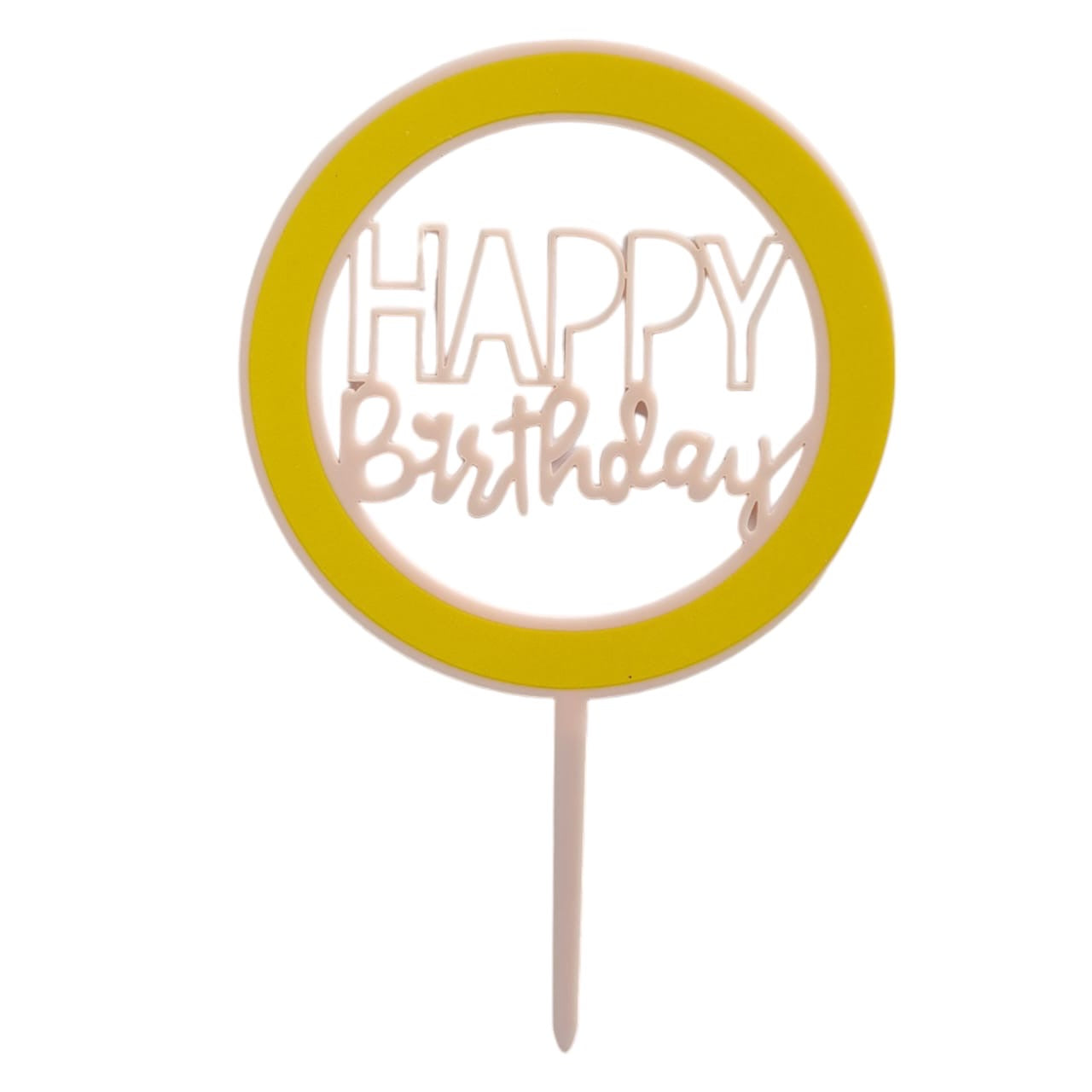 Happy Birthday Cake Topper 1pc Yellow