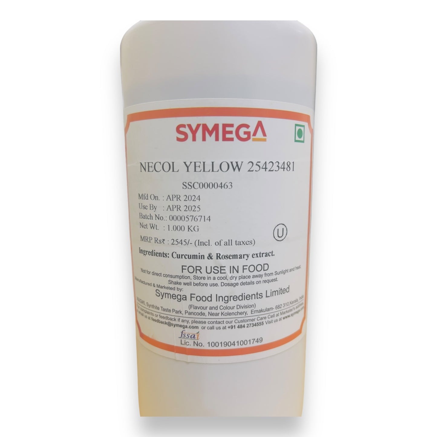 SYMEGA Natural Edible Food Color Necol Yellow 25423481 1kg