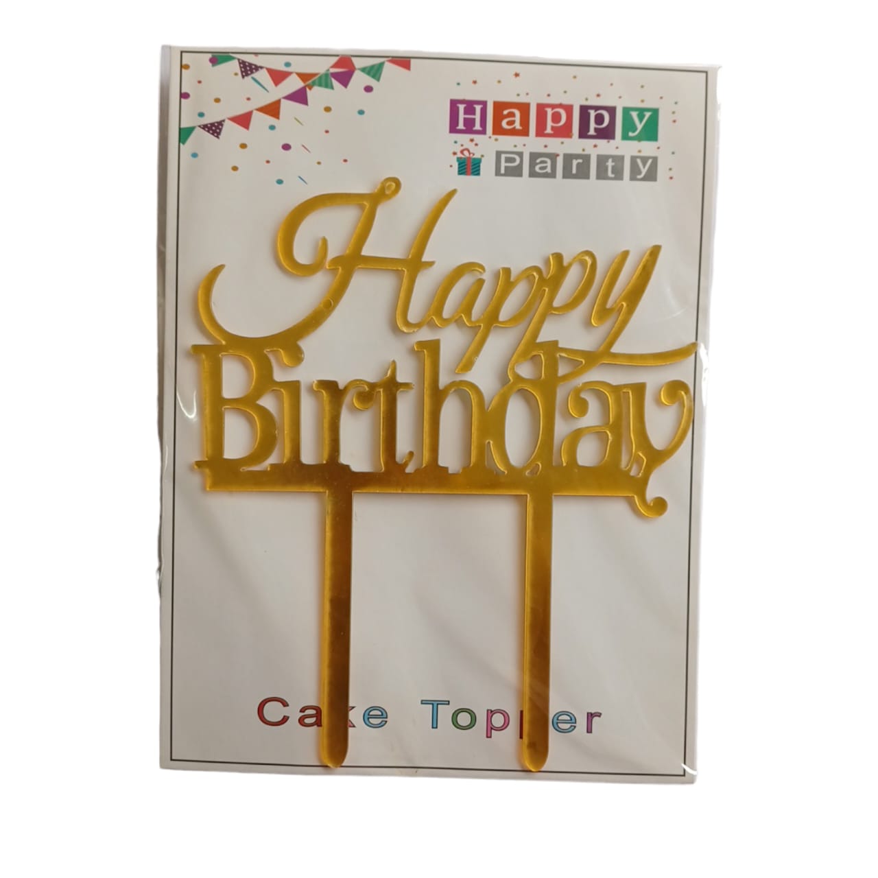 Happy Birthday Baking Cake Topper Gold 1pc