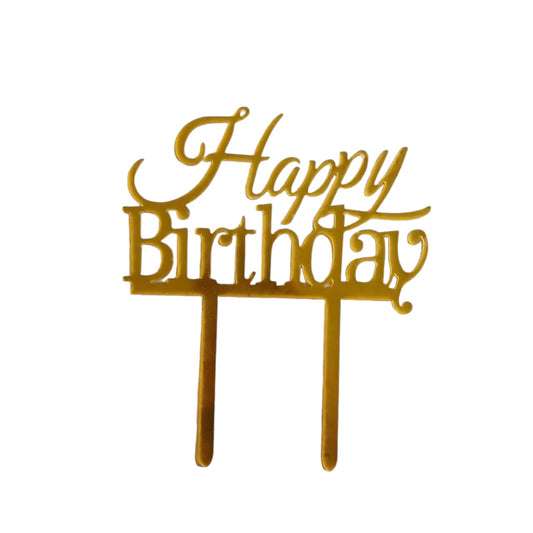 Happy Birthday Baking Cake Topper Gold 1pc