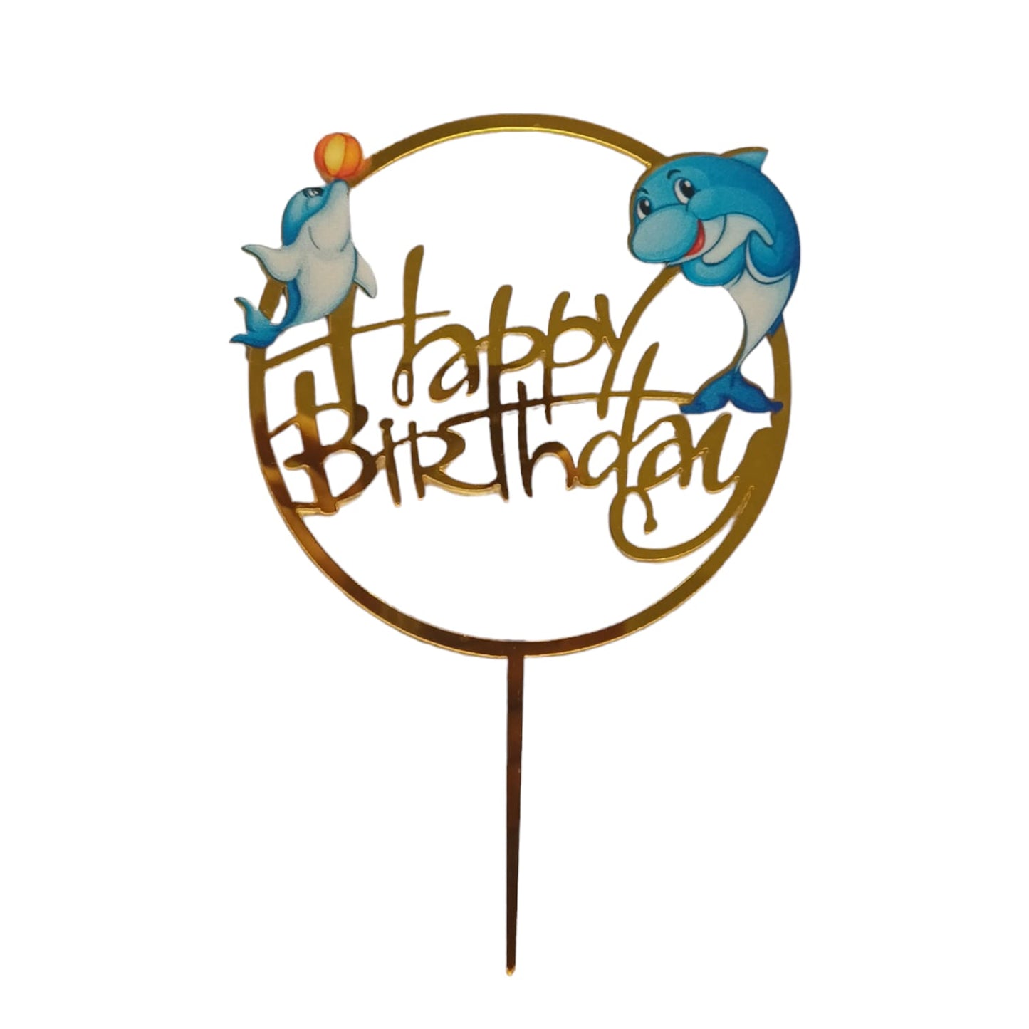 Happy Birthday Baking Cake Topper Dolphin 1 Pc