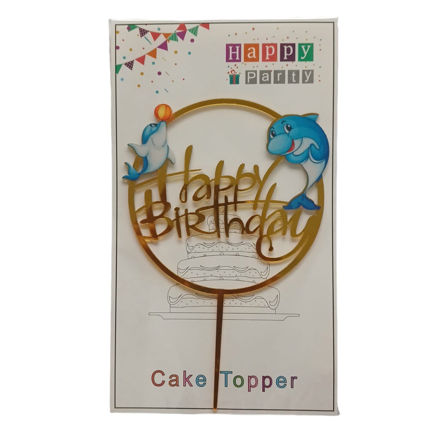 Happy Birthday Baking Cake Topper Dolphin 1 Pc