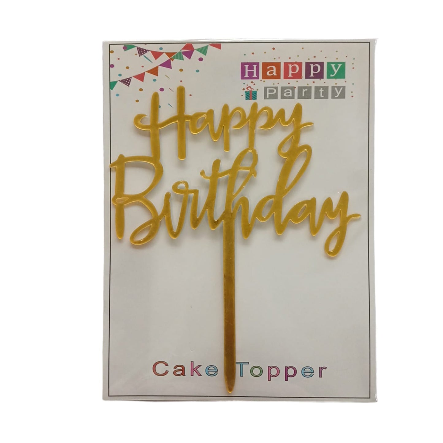 Happy Birthday Baking Cake Topper Gold 1 Pc