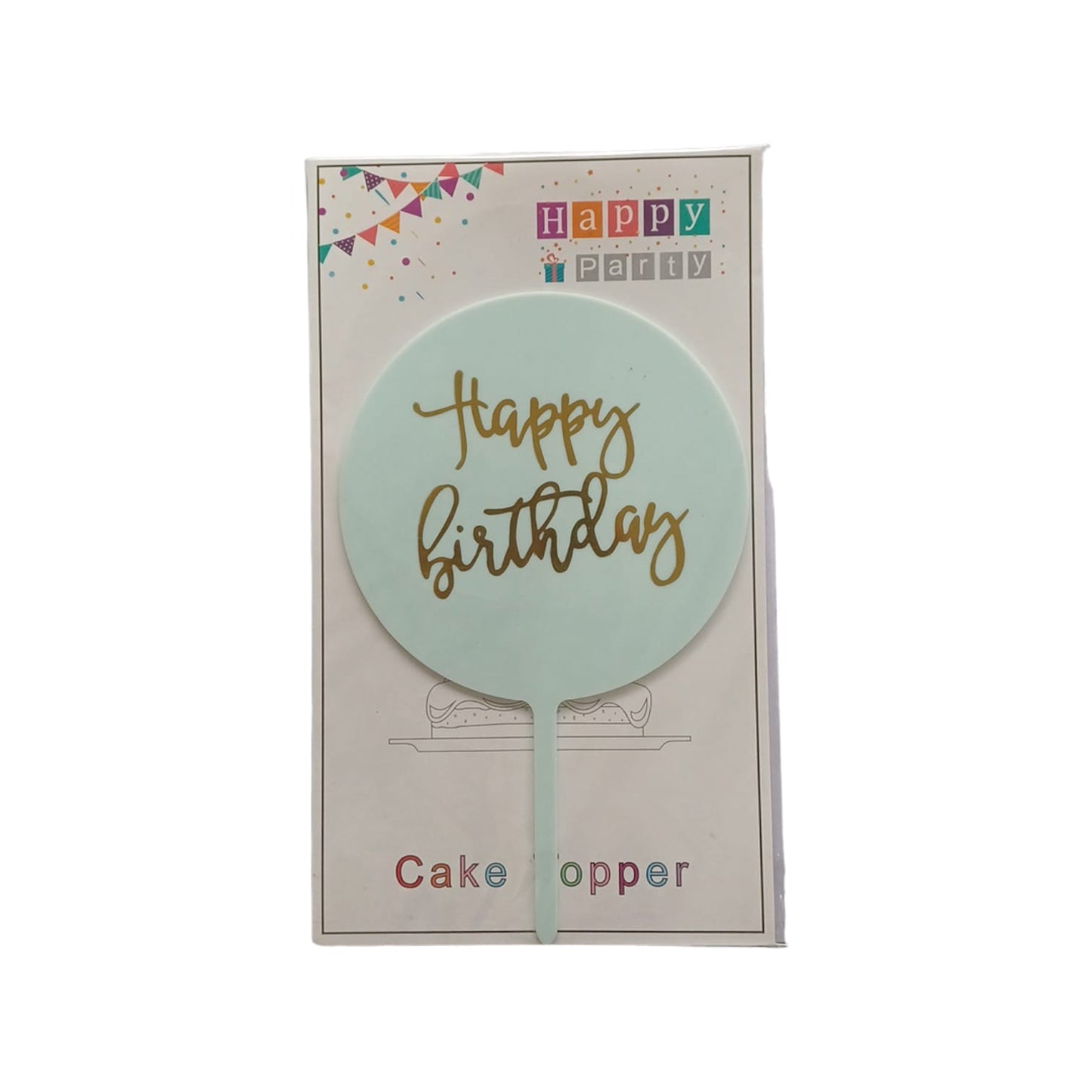 Happy Birthday Baking Cake Topper Rose Round 1 Pc