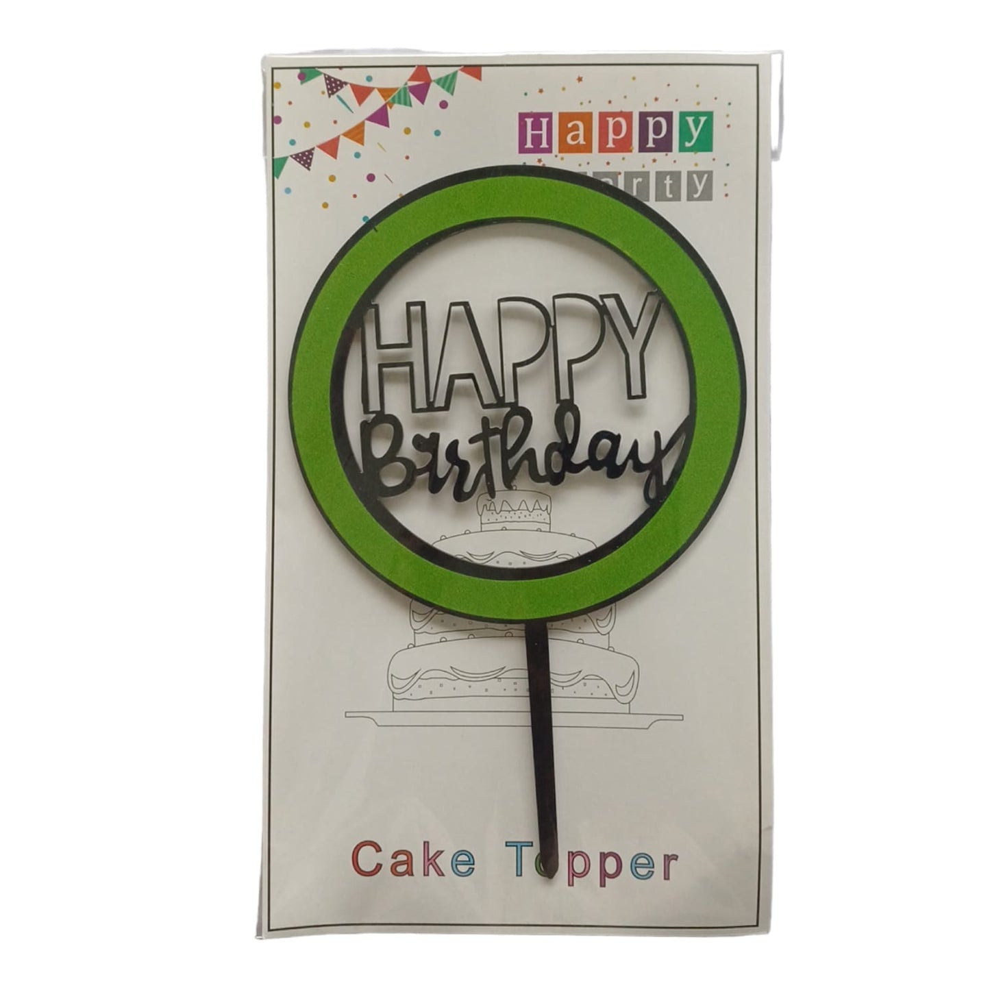 Happy Birthday Baking Cake Topper Round 1 Pc