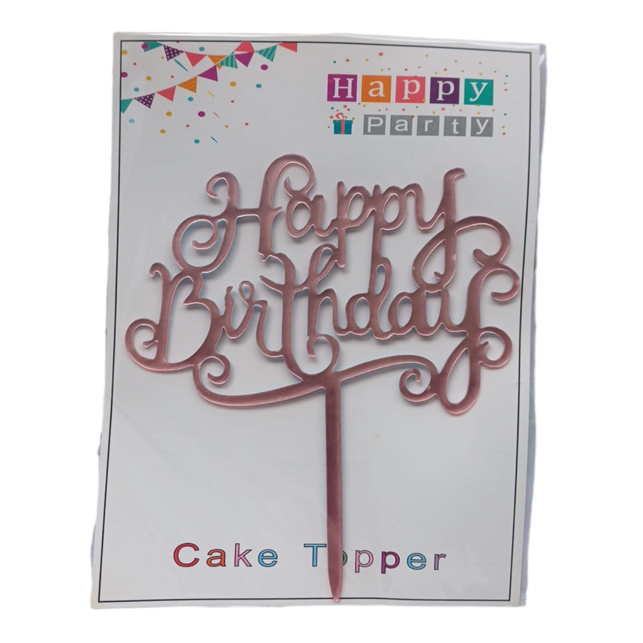 Happy Birthday Baking Cake Topper Silver 1 Pc