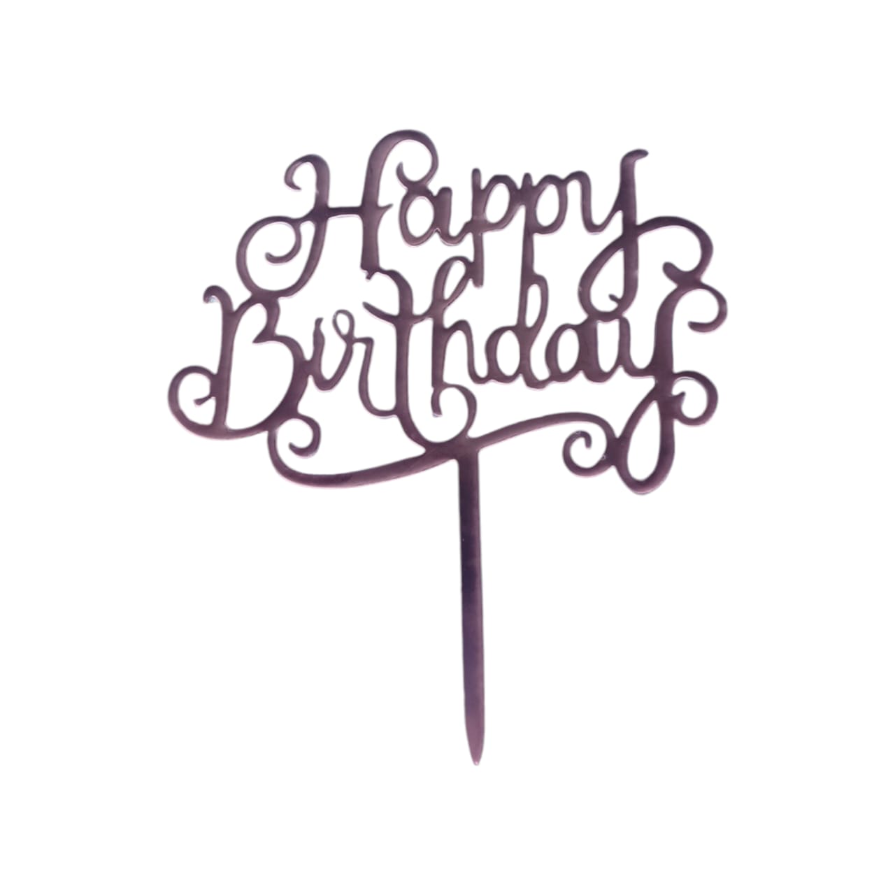 Happy Birthday Baking Cake Topper Silver 1 Pc