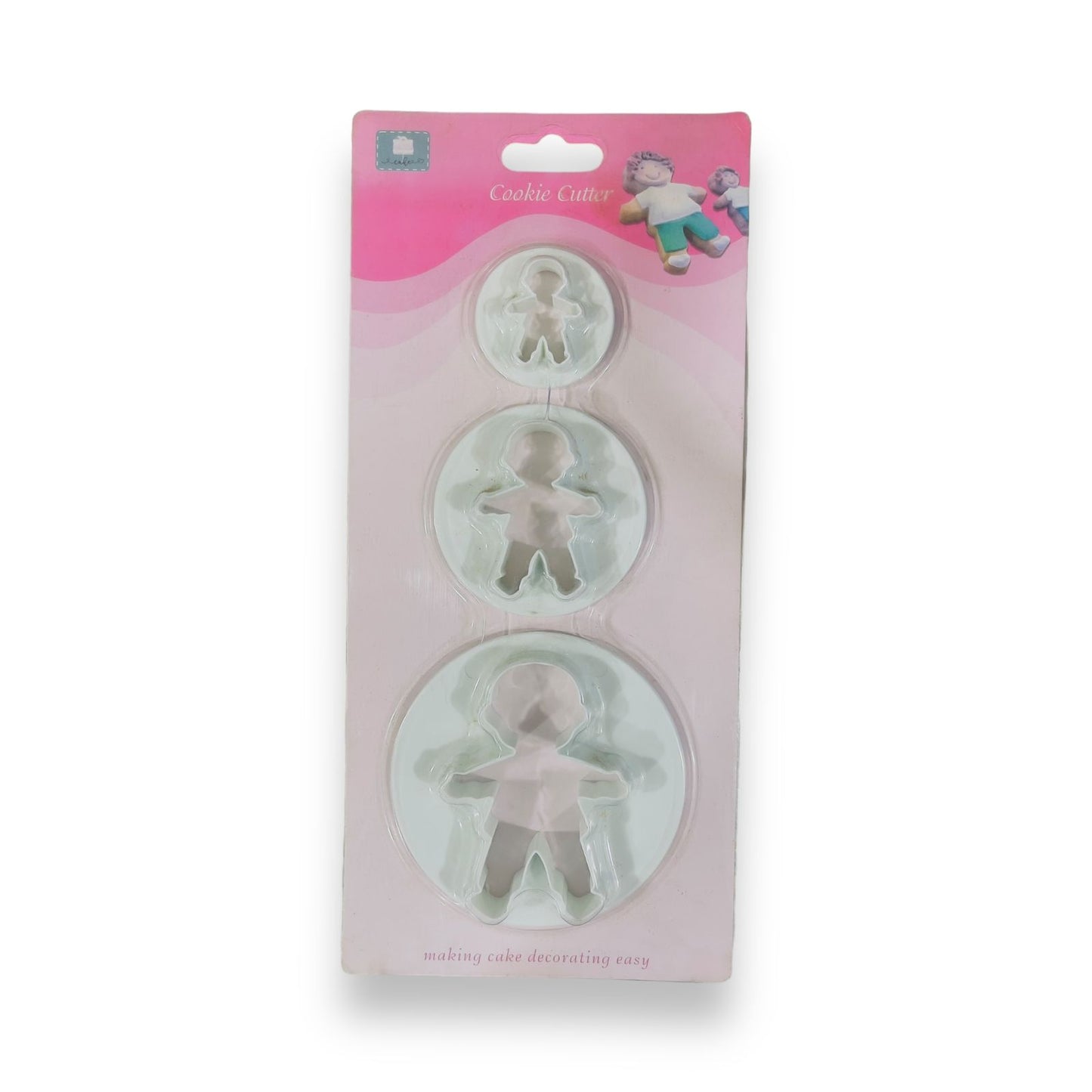 Fondant Icing Cookie Cutter Boy/Kid Shape 3 Pc Set