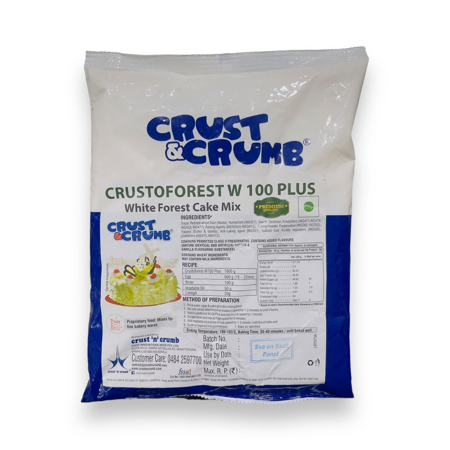 White Forest Cake Mix Crust And Crumb W 100 Plus 1 Kg